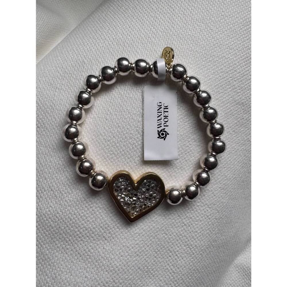 NEW WAXING POETIC kristal life in balance heart bracelet in silver